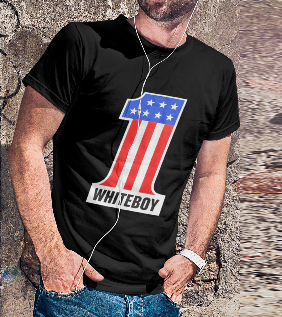 Number 1 Whiteboy Stars Stripes USA Flag T-Shirt
