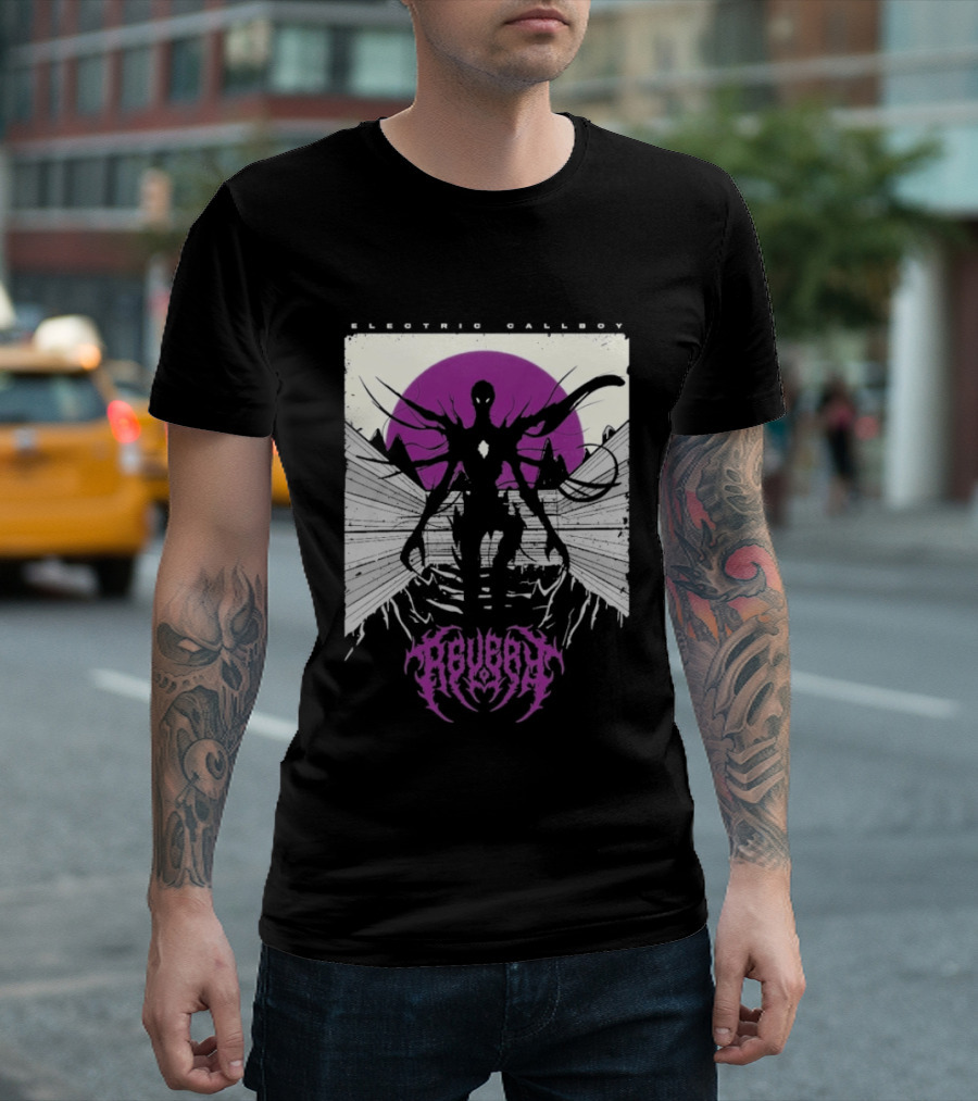 Electric Callboy Revery Creature Monster Skeleton Neon Pink Sunburst T-Shirt