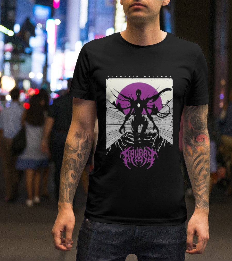 Electric Callboy Revery Creature Monster Skeleton Neon Pink Sunburst T-Shirt