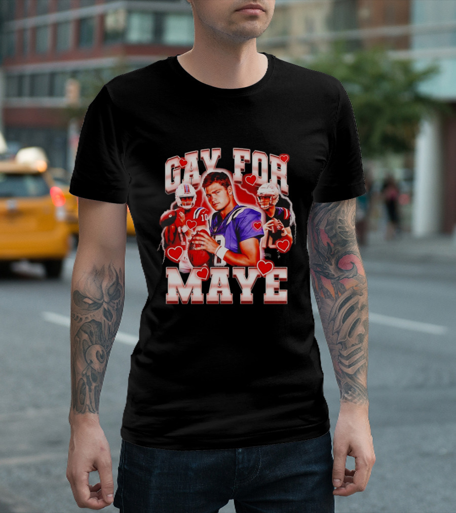 Gay For Maye Football Hearts Player T-Shirt