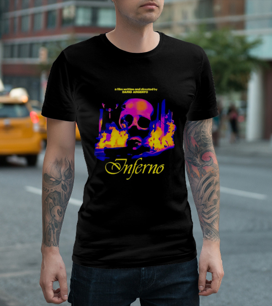 Inferno 80s Horror Skull Flames Psychedelic T-Shirt