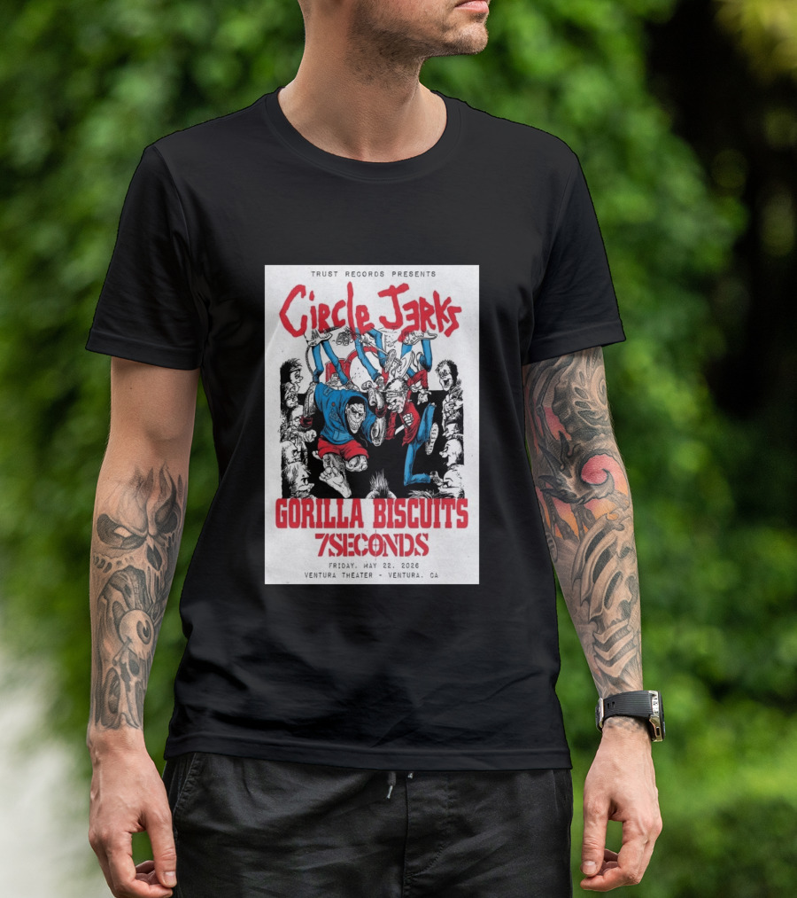Circle Jerks Gorilla Biscuits 7Seconds Trust Records Ventura Theater May 22 2026 T-Shirt