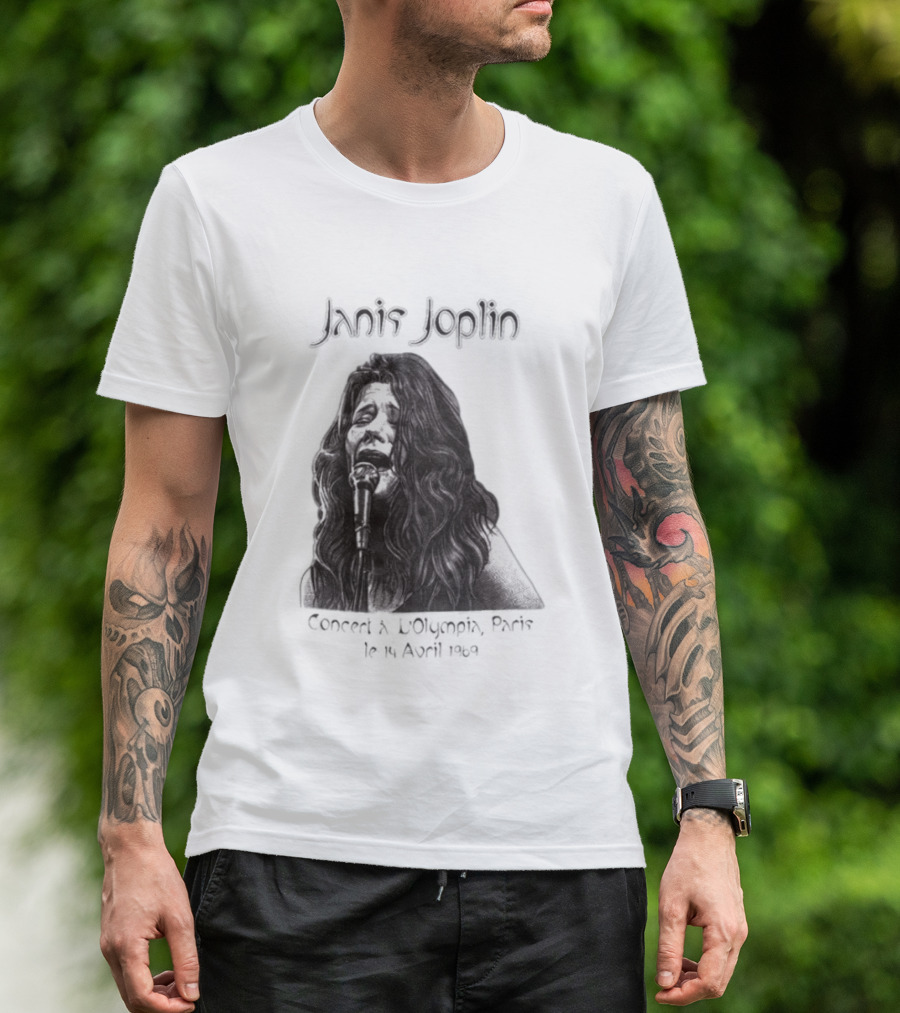 Janis Joplin Olympia Paris Concert Live Performance 1970s T-Shirt
