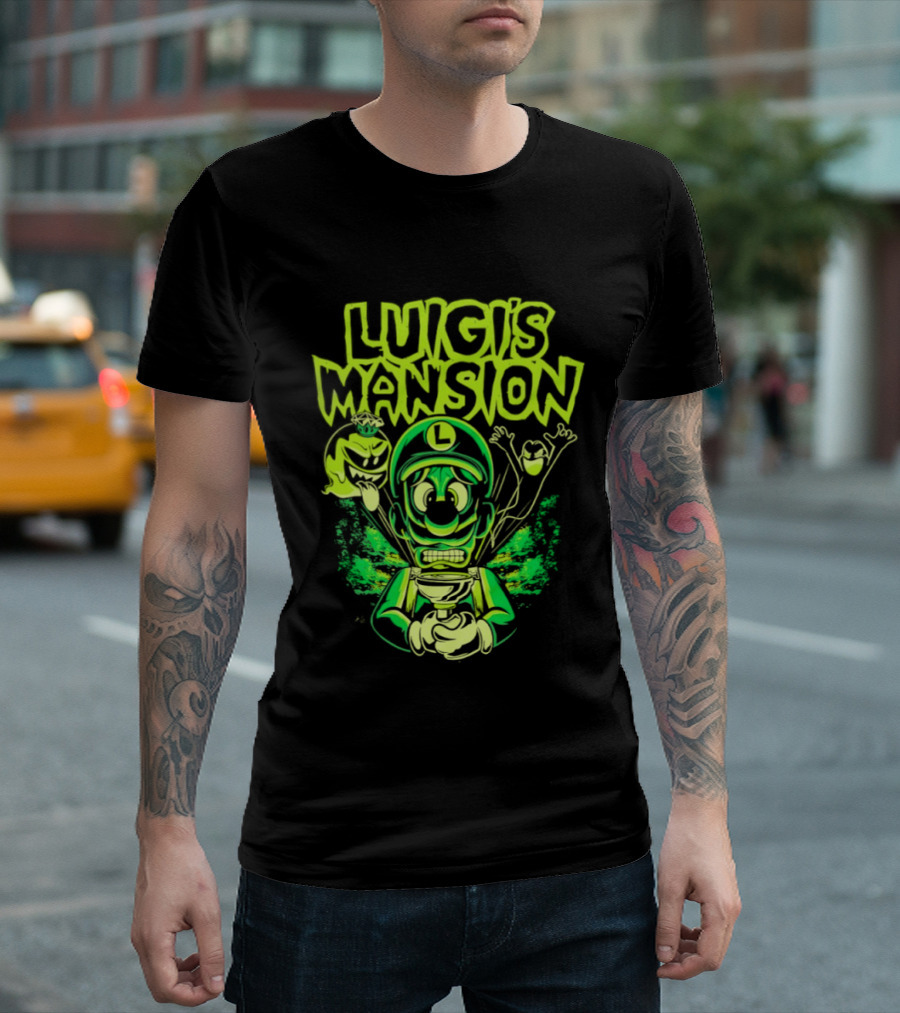 Luigi's Mansion Mario Game Character Neon Ghost T-Shirt