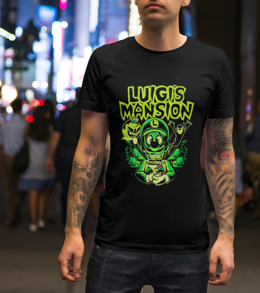Luigi's Mansion Mario Game Character Neon Ghost T-Shirt