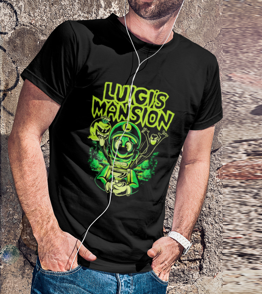 Luigi's Mansion Mario Game Character Neon Ghost T-Shirt