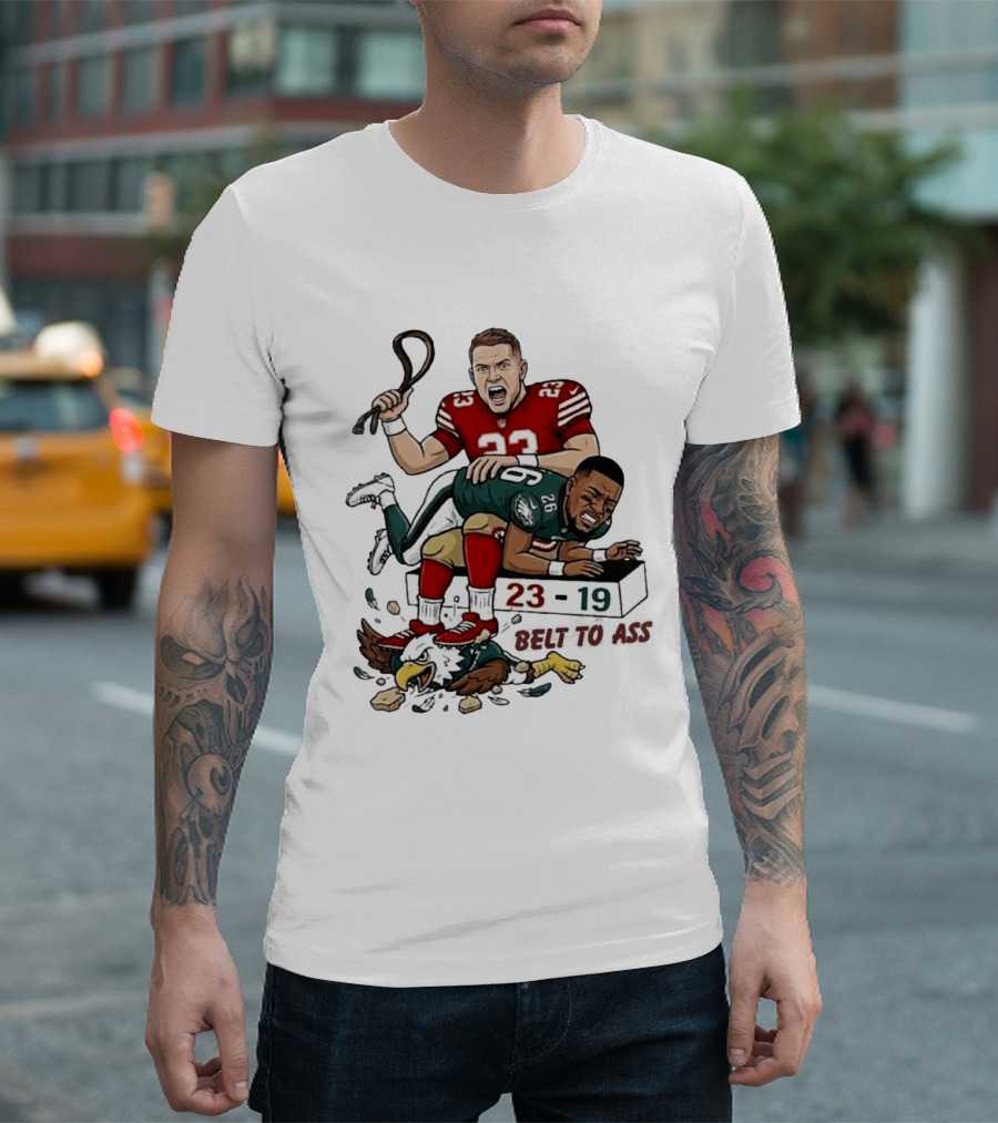 Christian Mccaffrey Belt To Ass 23 19 NFL Rivalry T-Shirt