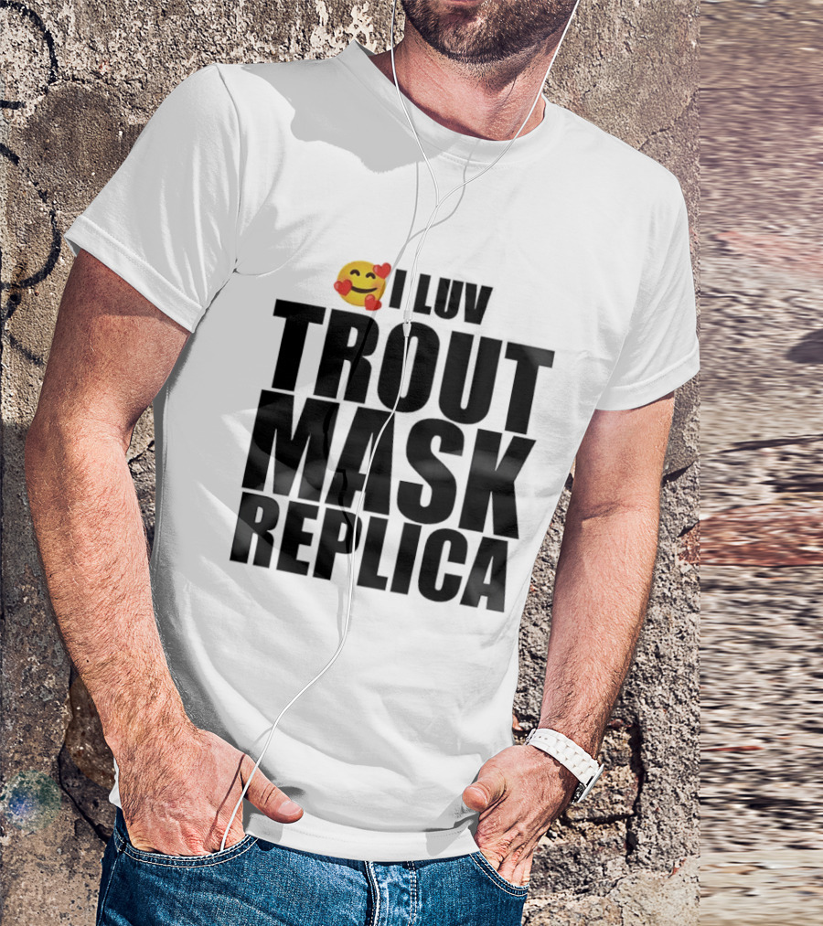 I Luv Trout Mask Replica Emoji Hearts T-Shirt