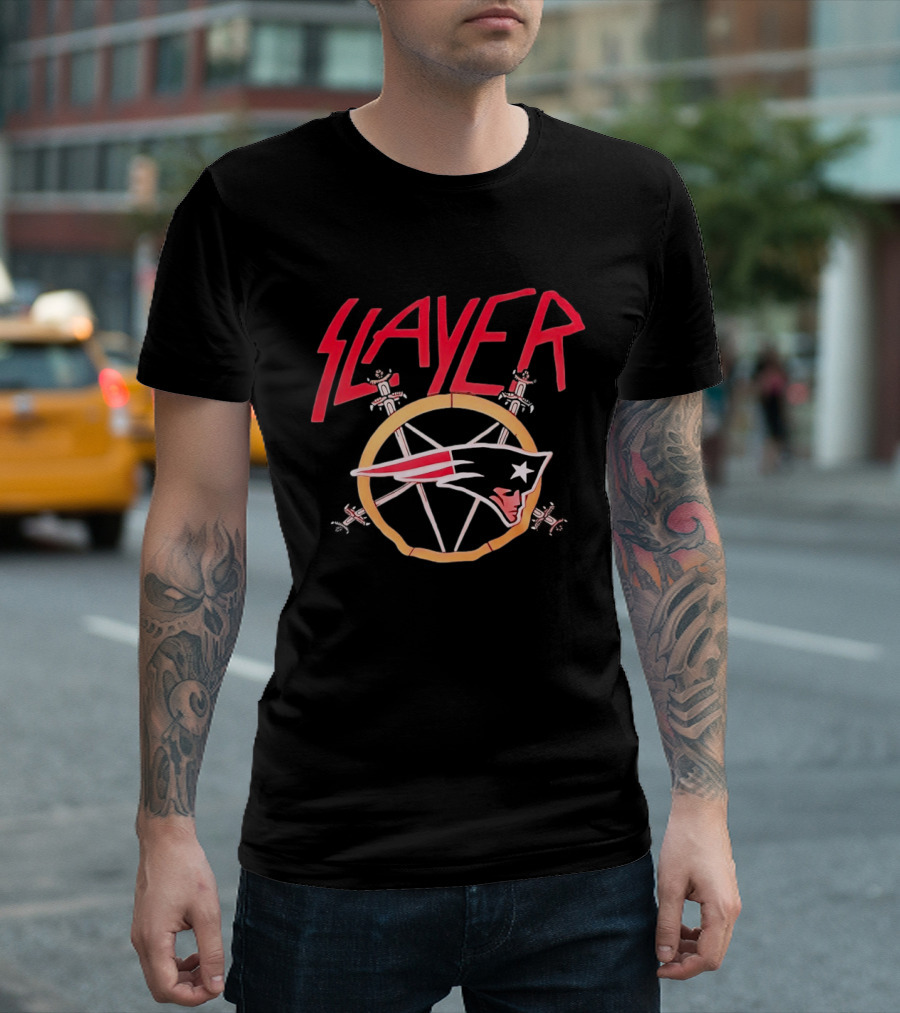 Slayer New England Patriots Collaboration Merchandising T-Shirt