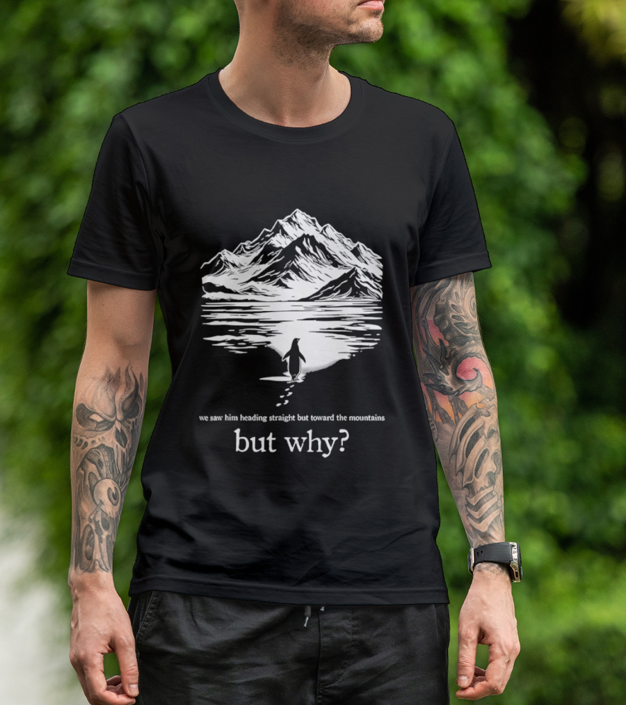 We Saw Him Heading Straight Toward The Mountains But Why? T-Shirt