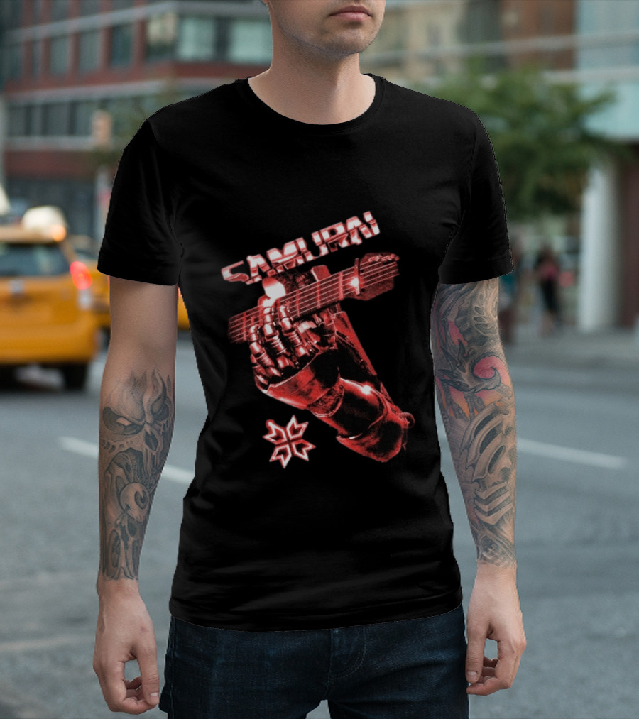 Samurai Cyberpunk 2077 Metallic Hand Guitar T-Shirt