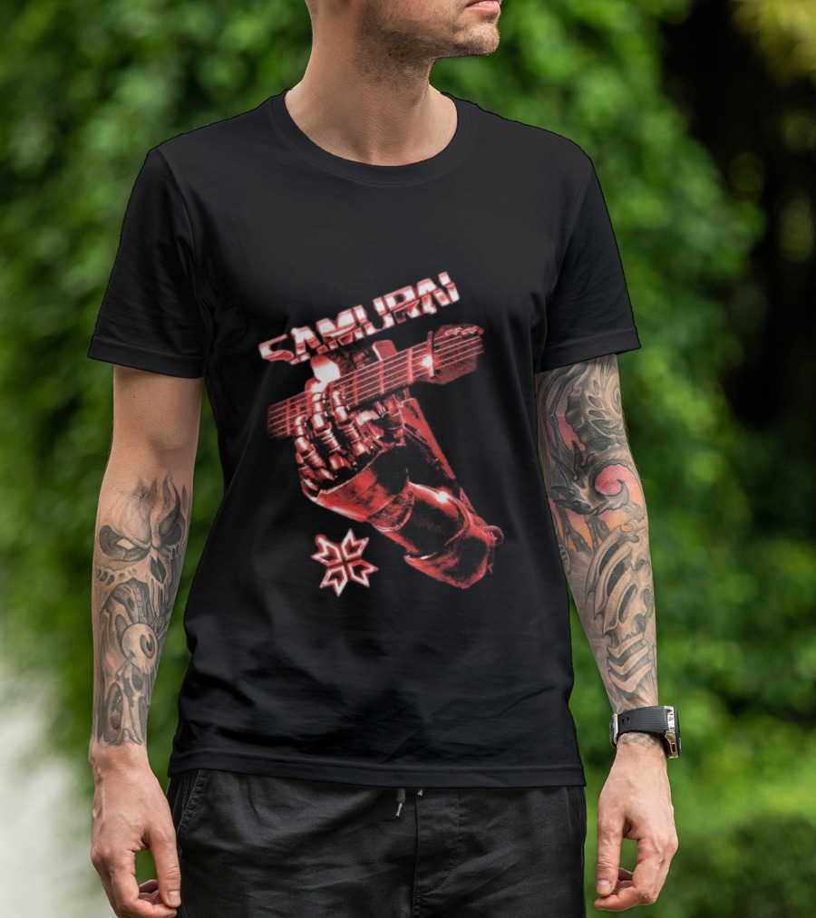 Samurai Cyberpunk 2077 Metallic Hand Guitar T-Shirt