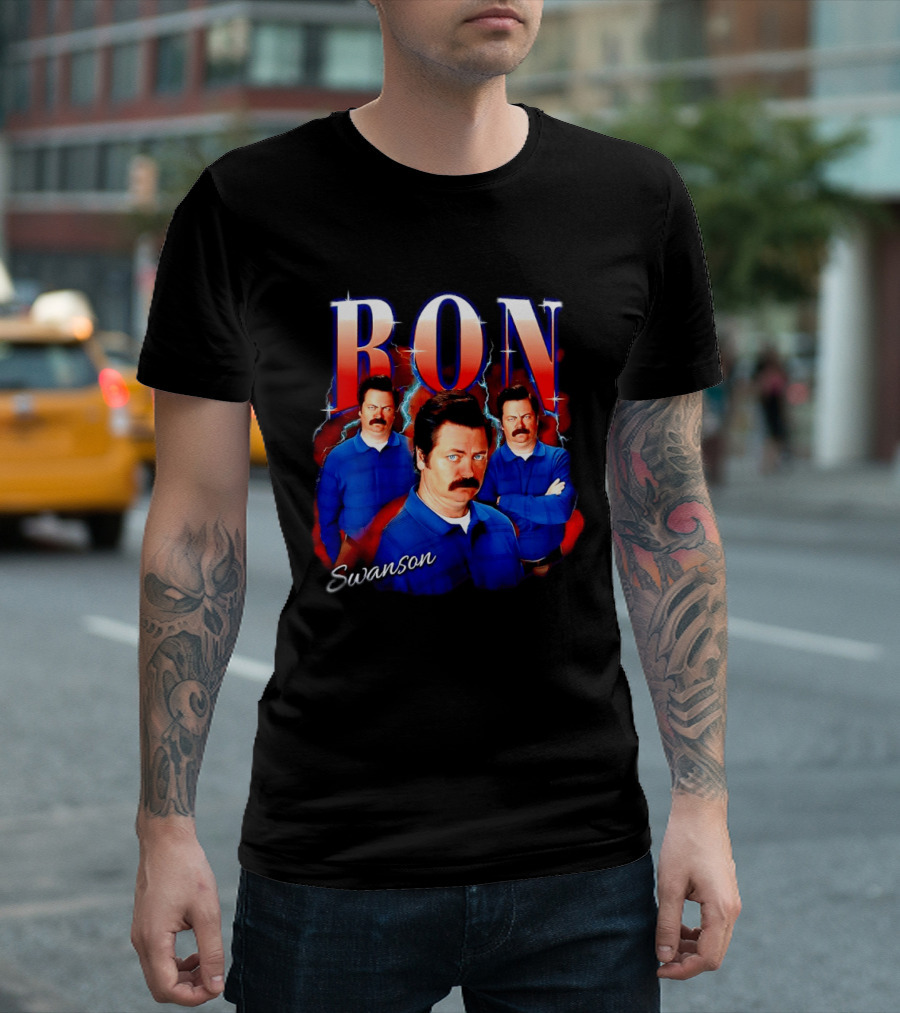 Parks And Recreation Ron Swanson Hearthrob Character Collage T-Shirt