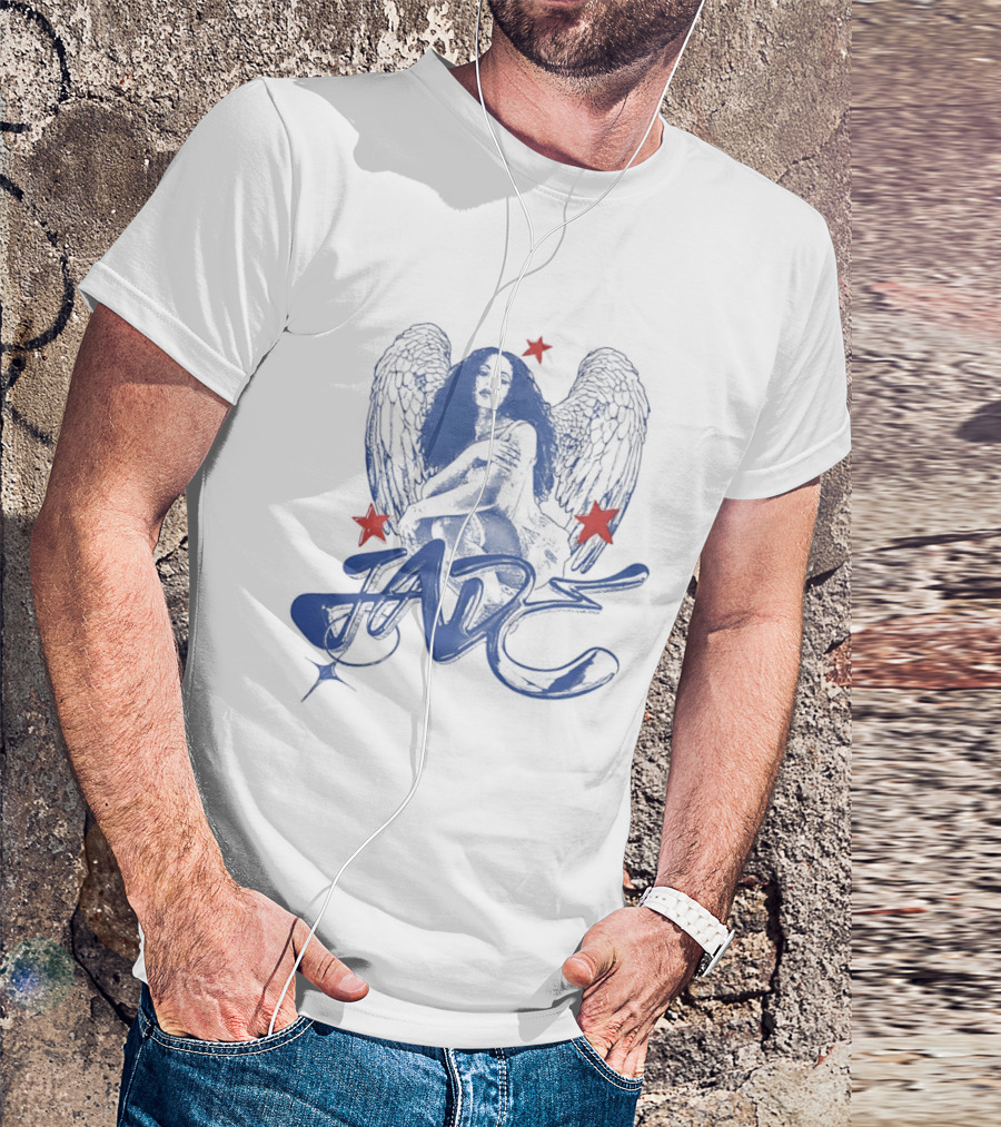 Jade Wings Blue Angel And Red Stars T-Shirt