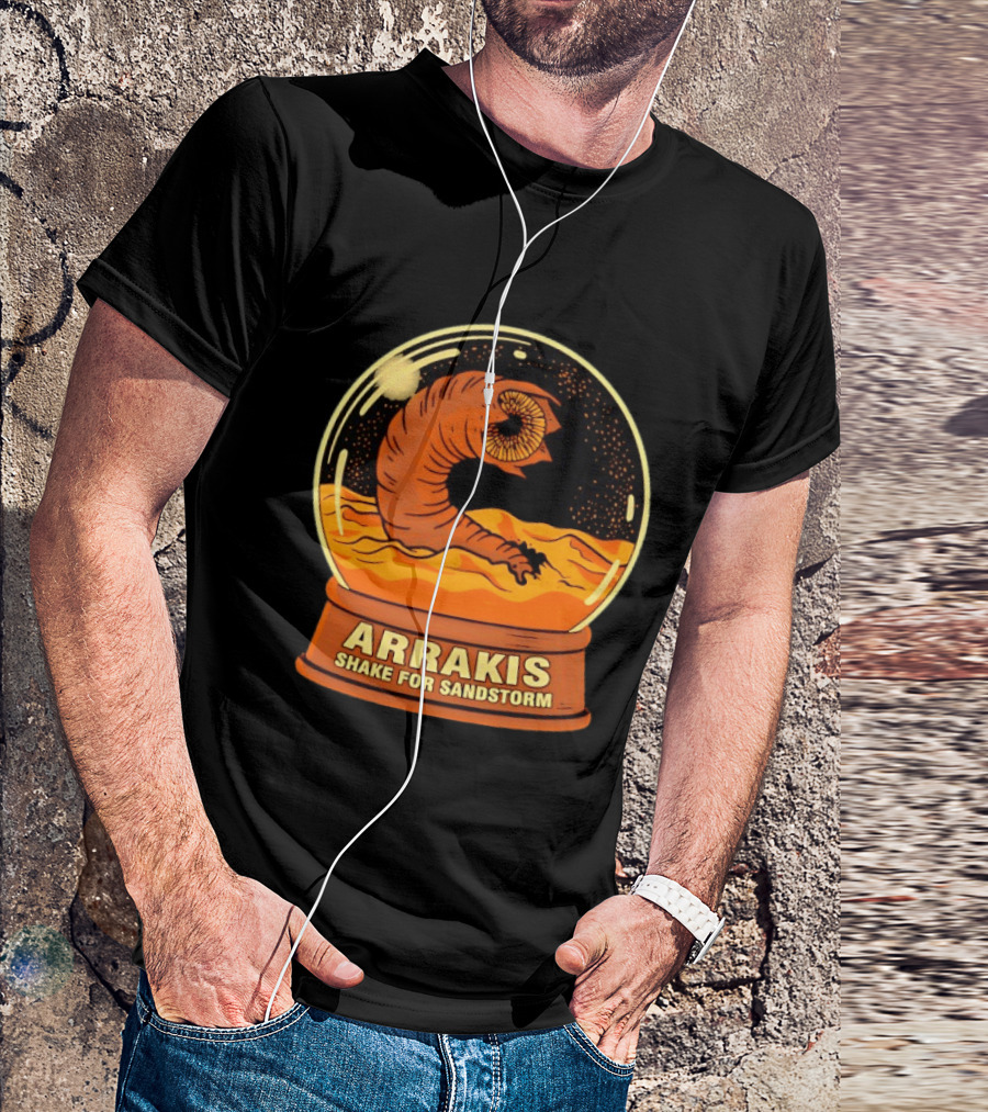 Arrakis Shake For Sandstorm Snow Globe Iconic Sandworm And Desert Scene T-Shirt