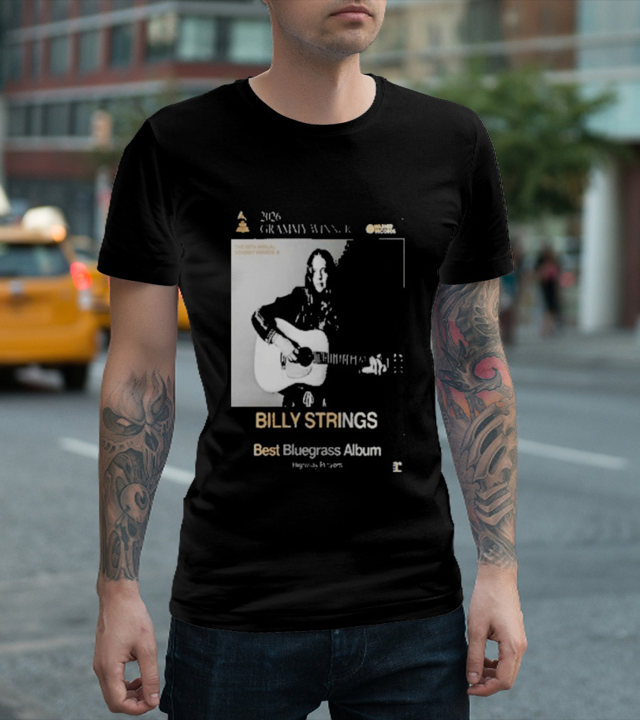 Billy Strings 2026 Grammy Winner Best Bluegrass Album Performance Acoustic Guitar T-Shirt