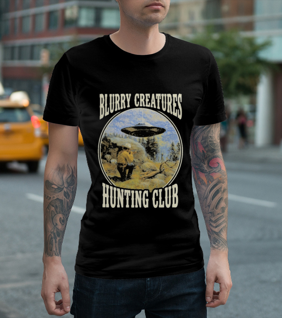 Blurry Creatures UFO Encounter Wilderness Adventure Hunting Club T-Shirt