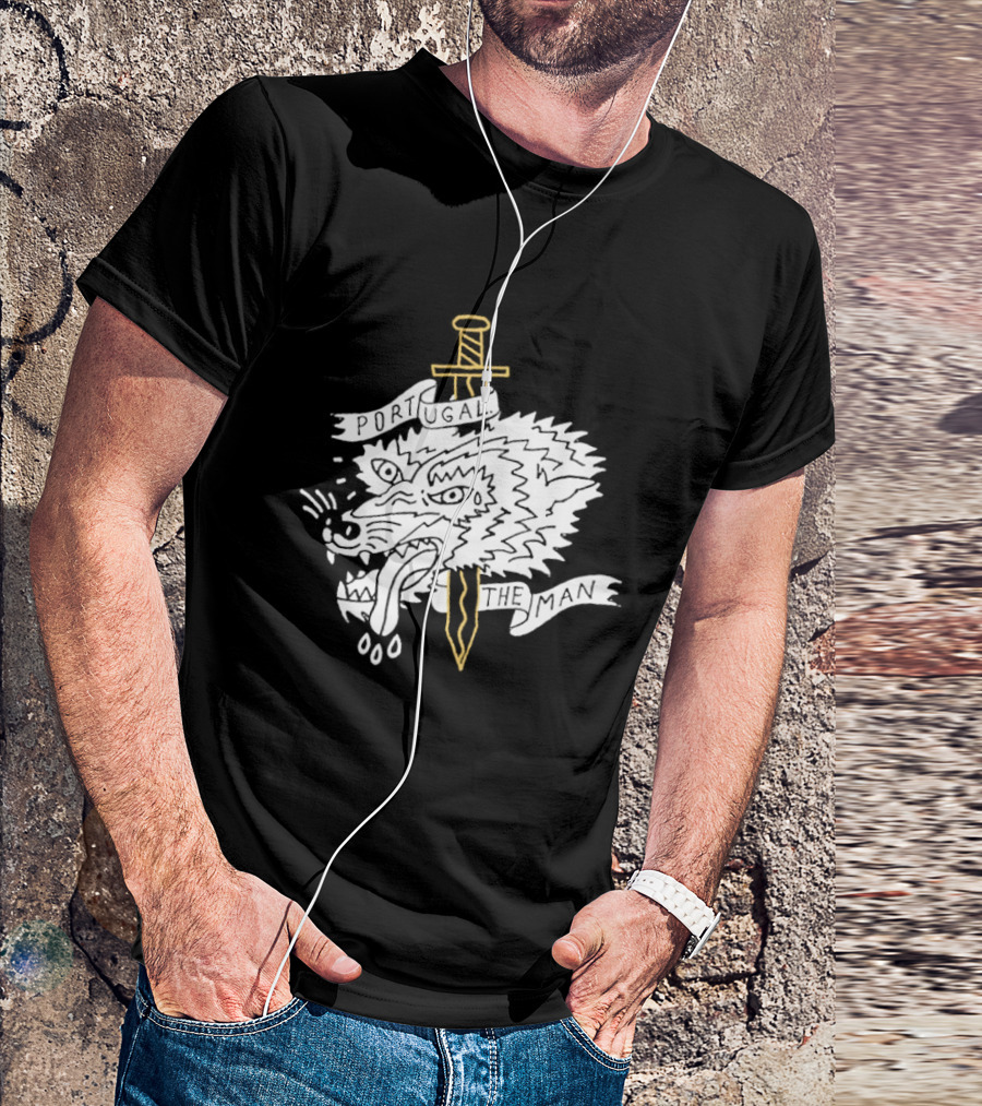 Portugal The Man Wolf Head Sword And Banner T-Shirt