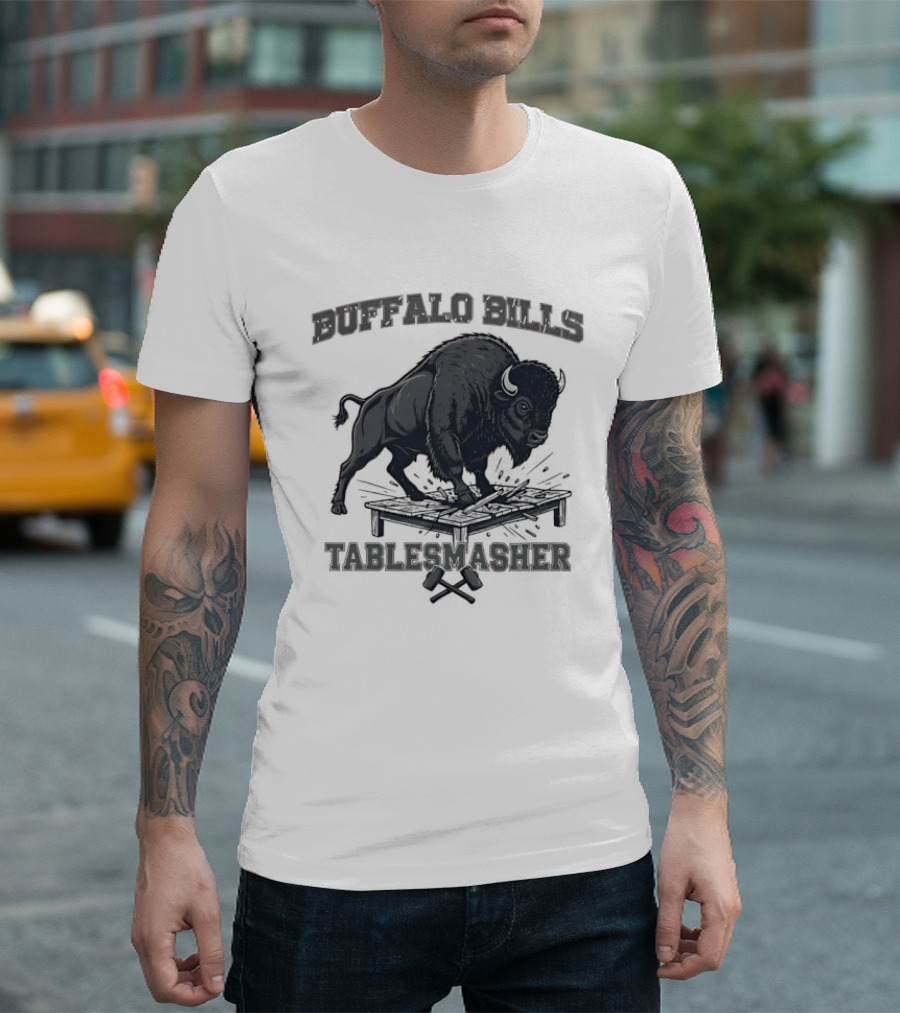 Buffalo Bills Table Smasher Buffalo Jumping Over Table T-Shirt