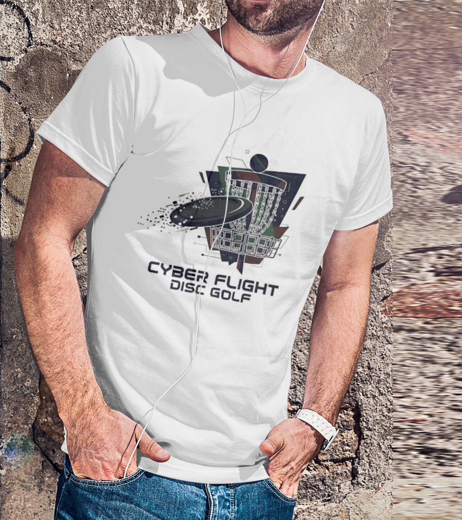 Cyber Flight Disc Golf Futuristic Basket T-Shirt