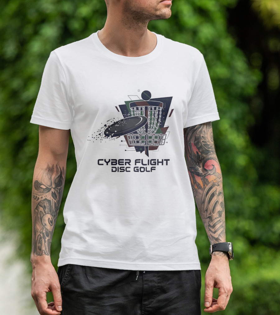 Cyber Flight Disc Golf Futuristic Basket T-Shirt