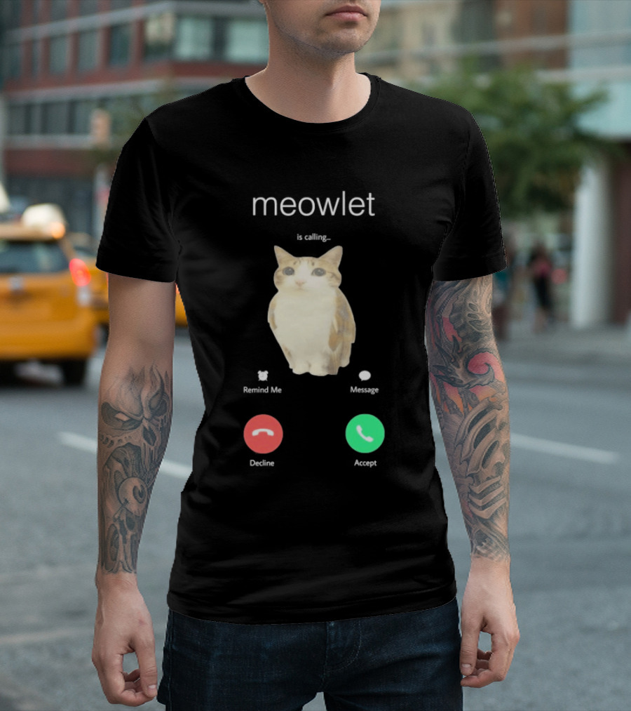 Meowlet Is Calling Remind Me Message Decline Accept Cat Image T-Shirt