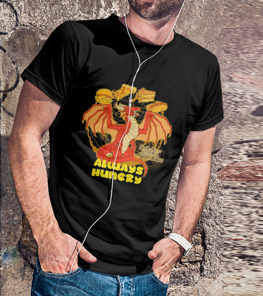 Always Hungry Dragon Pizza Burger Fast Food Sixleafclover Studios T-Shirt