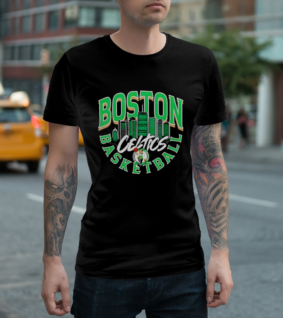 Boston Celtics Basketball City Skyline T-Shirt