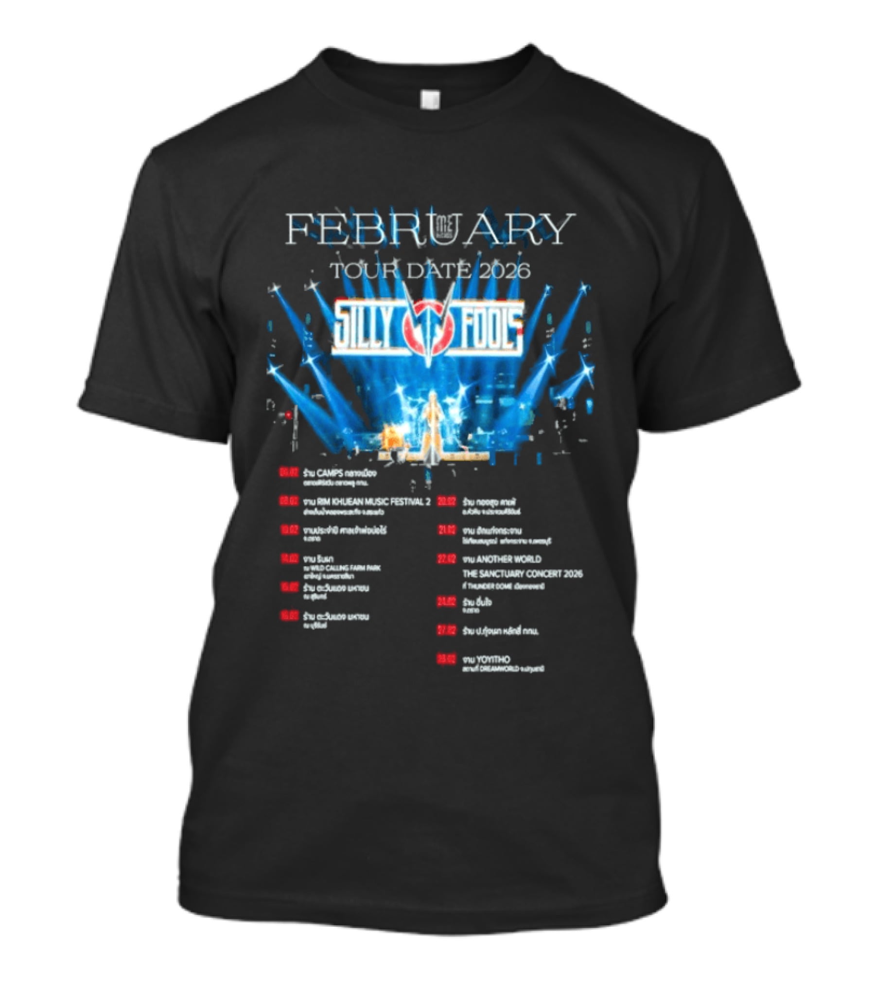 Silly Fools Tour Date February 2026 Concert Schedule Events T-Shirt