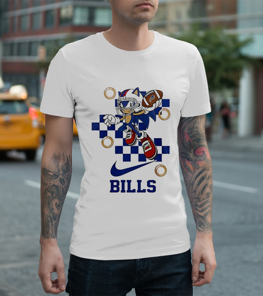 Nike Sonic The Hedgehog Buffalo Bills Football Game Rings T-Shirt
