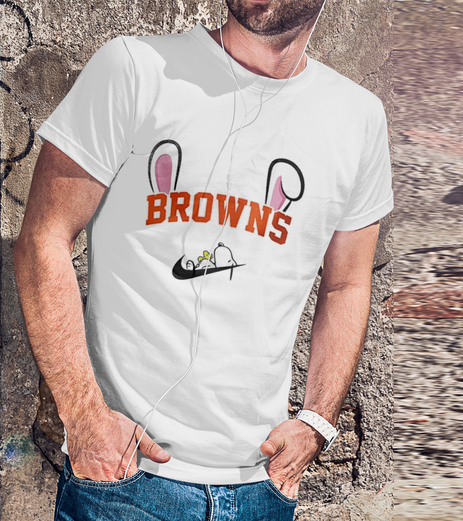 Cleveland Browns Peanuts Snoopy Woodstock Easter T-Shirt
