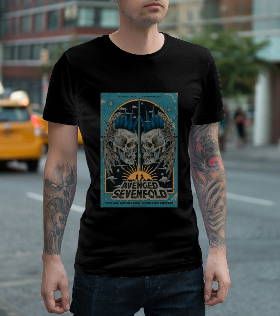 Avenged Sevenfold Life Is But A Dream Latin American Tour Feb 3 2026 Movistar Arena Buenos Aires Argentina T-Shirt