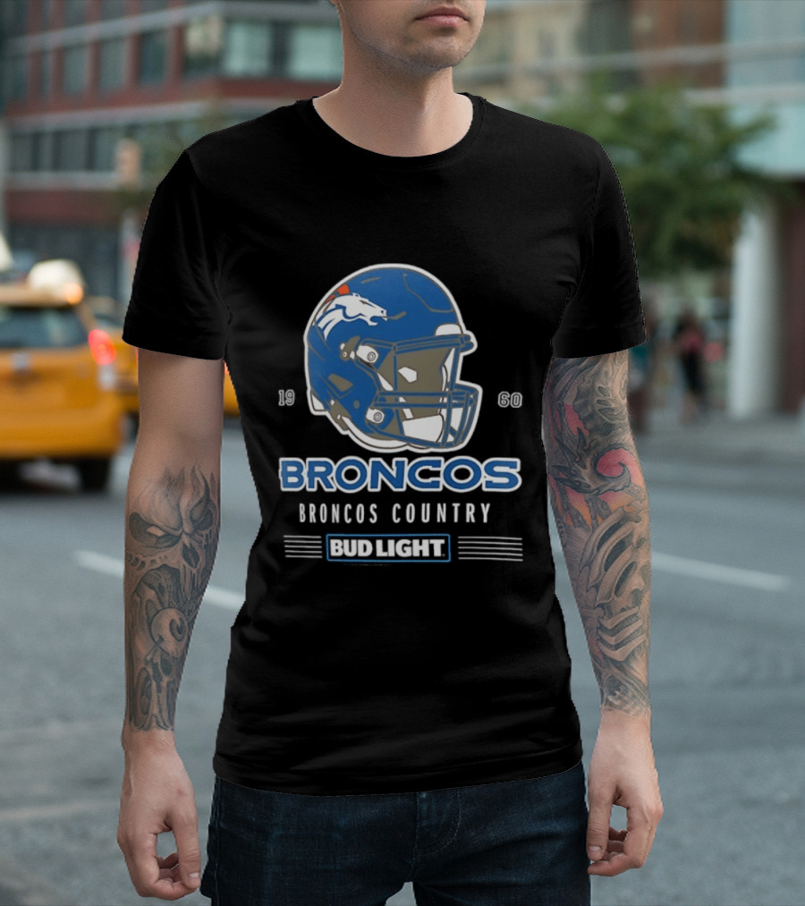 Broncos Country Bud Light NFL 1960 Helmet T-Shirt