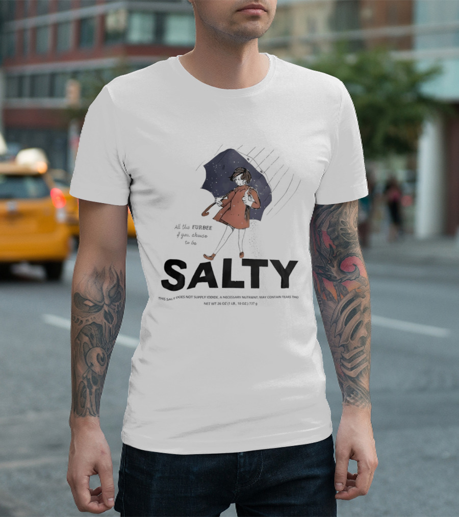 Salty Umbrella Girl In Rain Red Coat T-Shirt