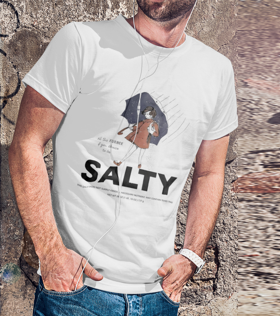 Salty Umbrella Girl In Rain Red Coat T-Shirt