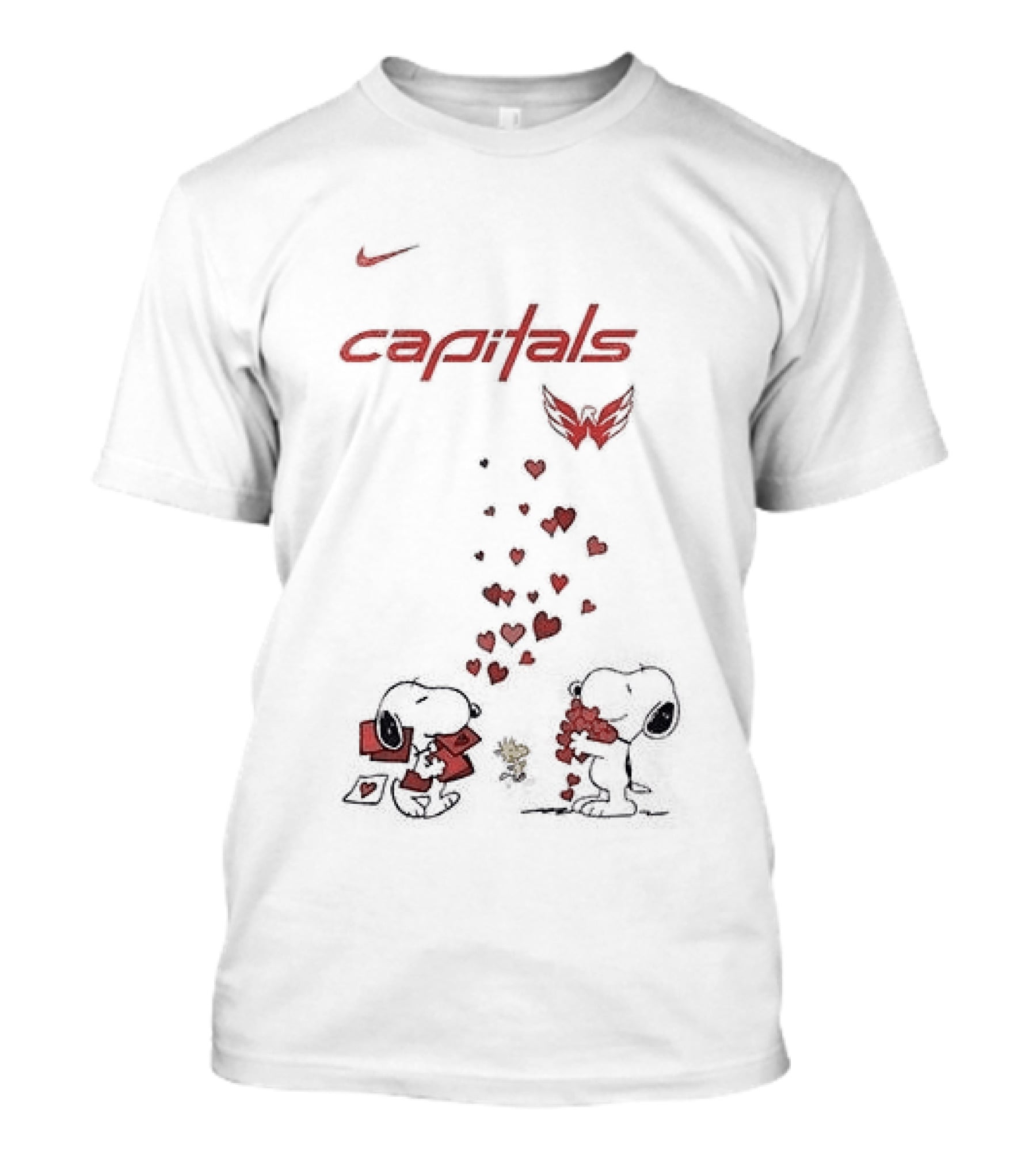 Washington Capitals Snoopy Hearts Valentine's Day Collaboration T-Shirt
