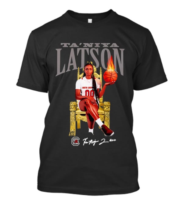 Ta'Niya Latson South Carolina Gamecocks Throne Queen Basketball Flame Champion T-Shirt
