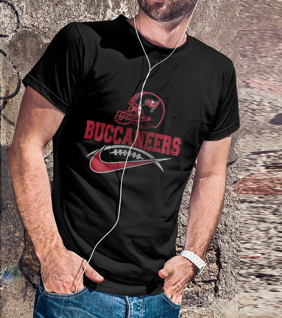 Tampa Bay Buccaneers Helmet And Nike Swoosh T-Shirt