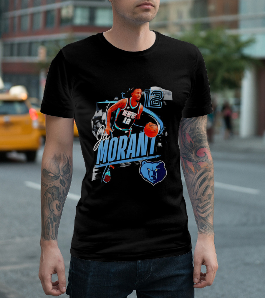 Ja Morant Memphis Grizzlies Number 12 Basketball Player Action T-Shirt