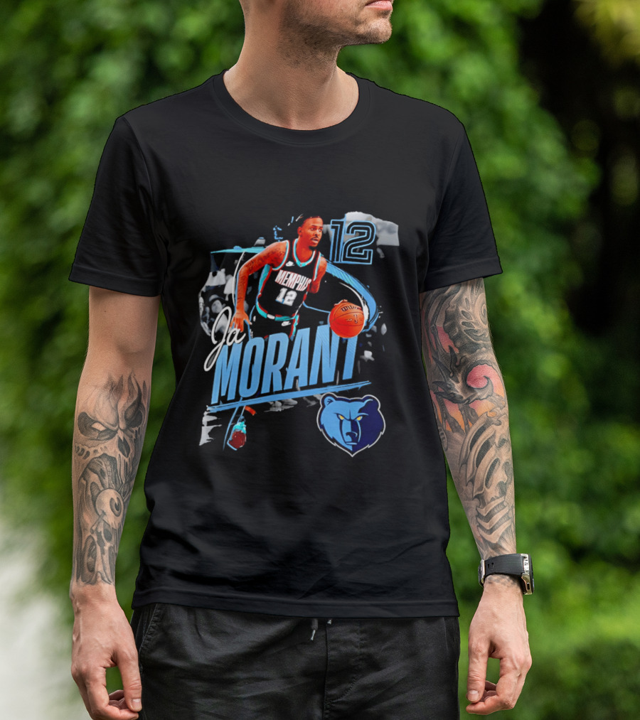 Ja Morant Memphis Grizzlies Number 12 Basketball Player Action T-Shirt