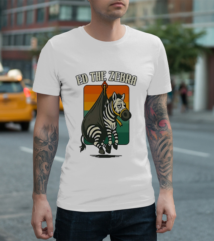 Ed The Zebra Retro Striped Capture Scene T-Shirt