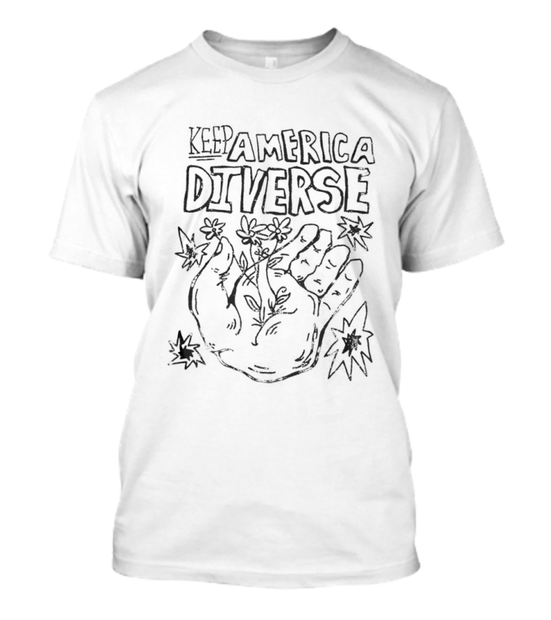 Keep America Diverse Hand With Flowers T-Shirt