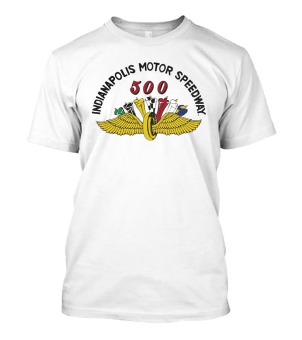 Indianapolis Motor Speedway 500 Wing Wheel Flags Racing T-Shirt