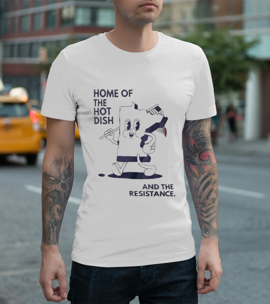 Home Of The Hot Dish Minnesota Map Holding American Flag And The Resistance T-Shirt