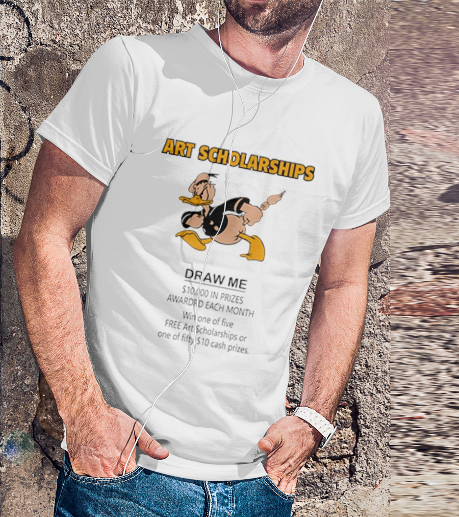 Art Scholarships Draw Me Cartoon Duck $10,000 Prizes Monthly T-Shirt
