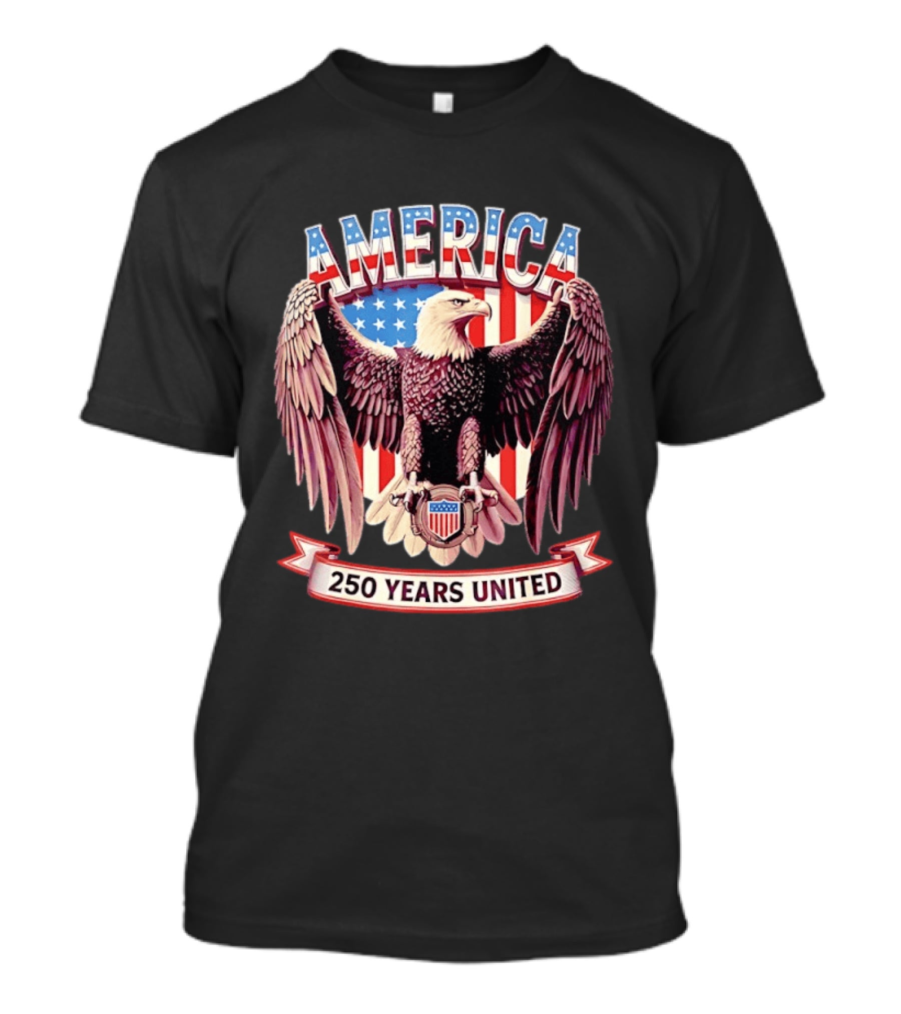 America Bald Eagle 250 Years United Patriotic Flag T-Shirt