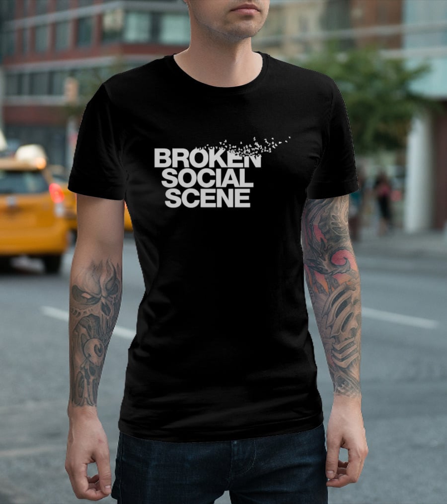 BROKEN SOCIAL SCENE Text With Fragmented Effect T-Shirt