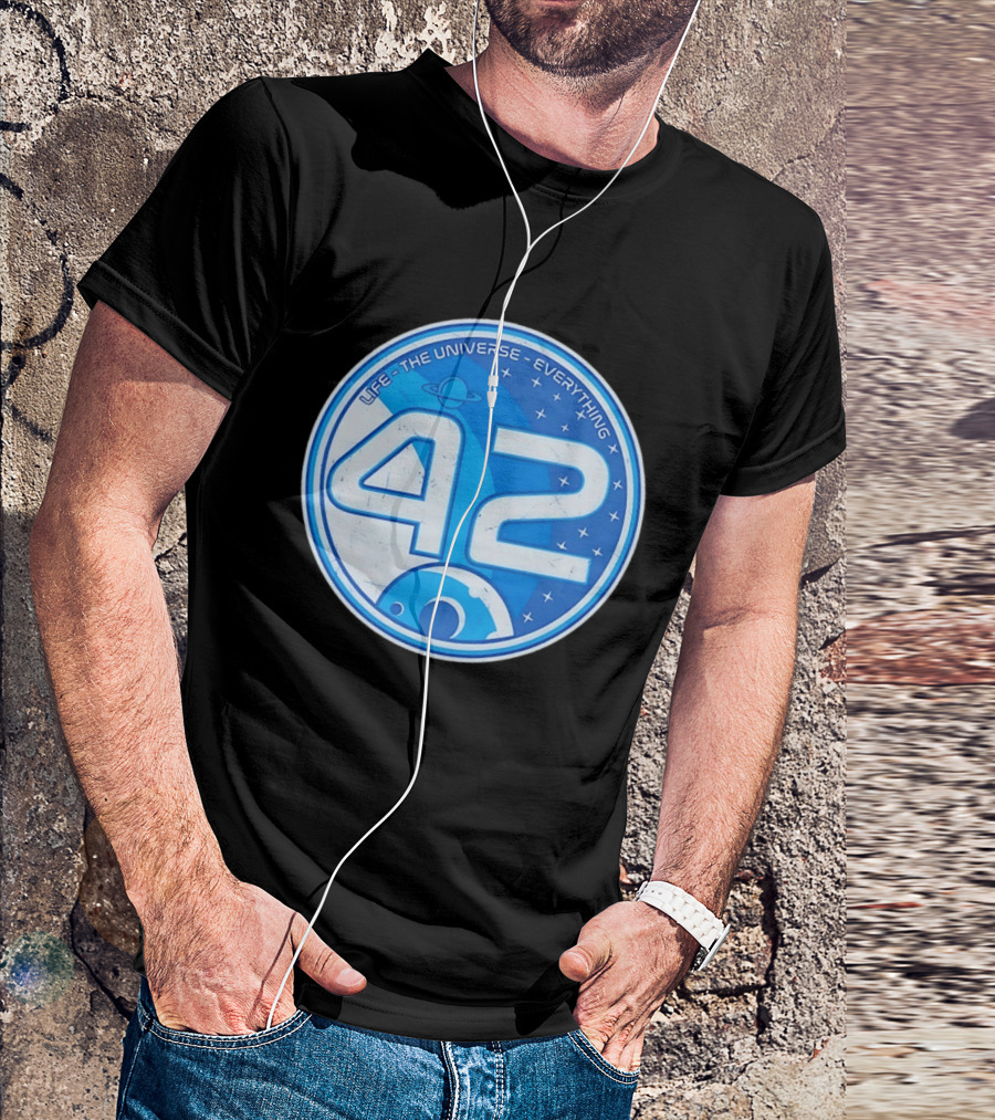 Life The Universe Everything 42 Planet And Stars Iconic Number T-Shirt