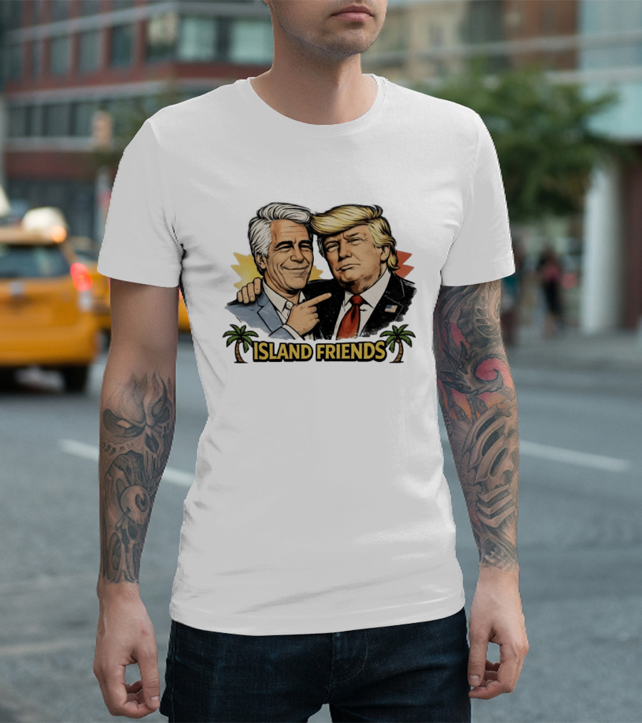 Trump And Epstein Island Friends Iconic Duo With Tropical Palm T-Shirt