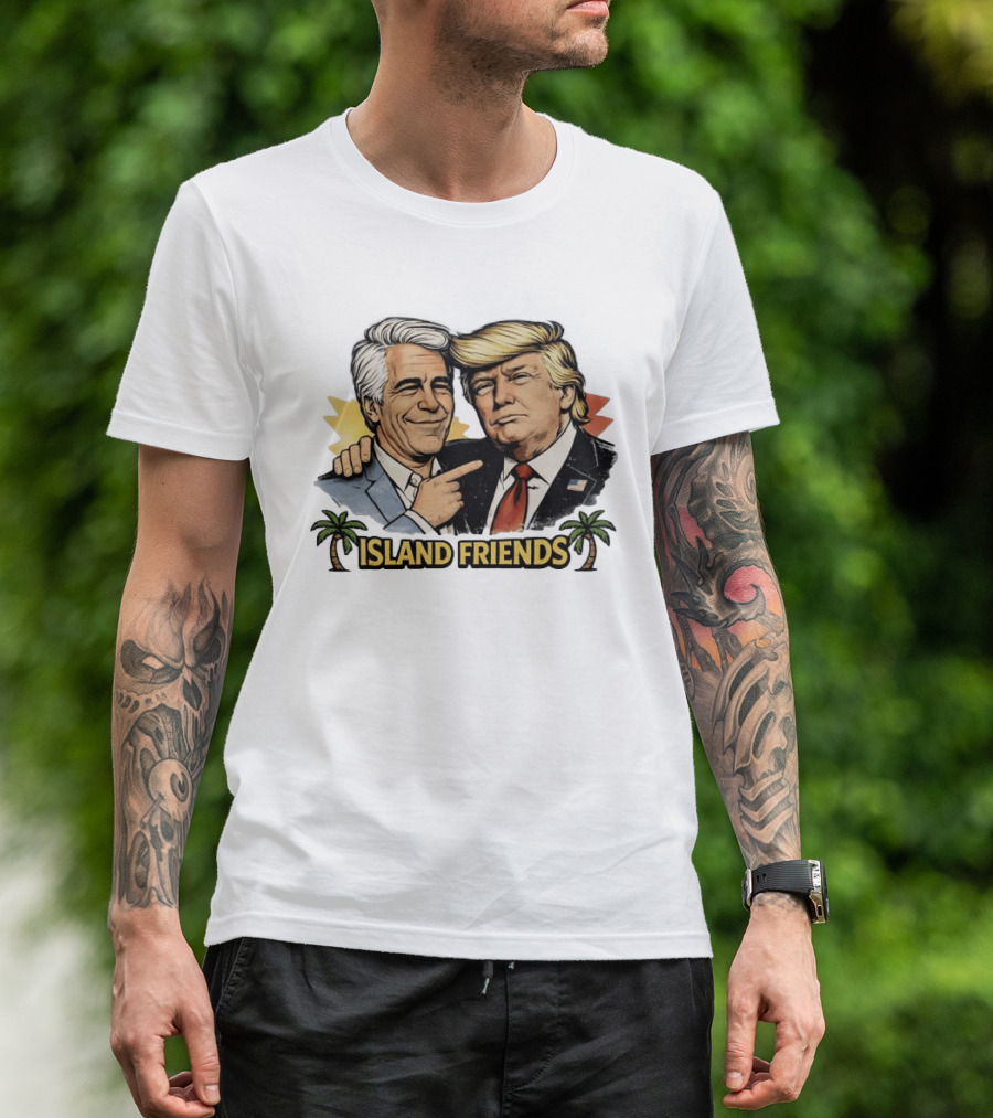 Trump And Epstein Island Friends Iconic Duo With Tropical Palm T-Shirt